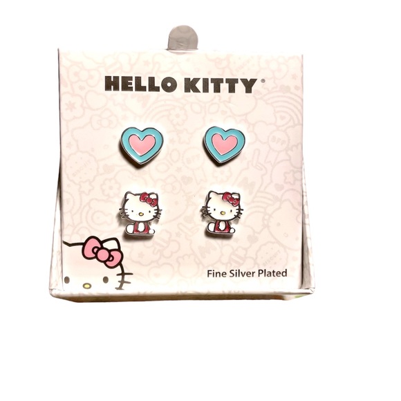 🎀 Hello Kitty Mix and Match Silver plated 2pc Stud Earrings Set Brand New 🎀 - Picture 6 of 9